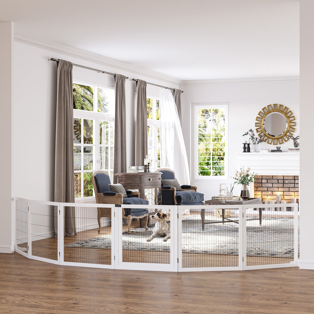 6 Panel Freestanding Wooden Pet Gate with Support Feet – image 2