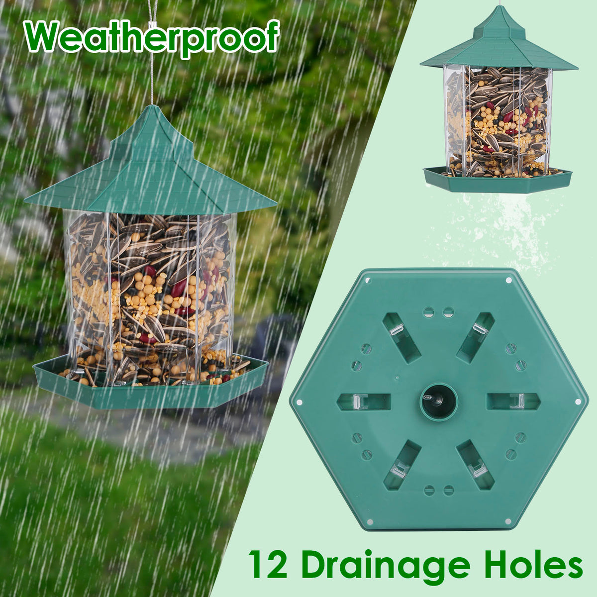 Gazebo Bird Feeder - Hanging 6-Port Wild Bird Seed Station – image 5