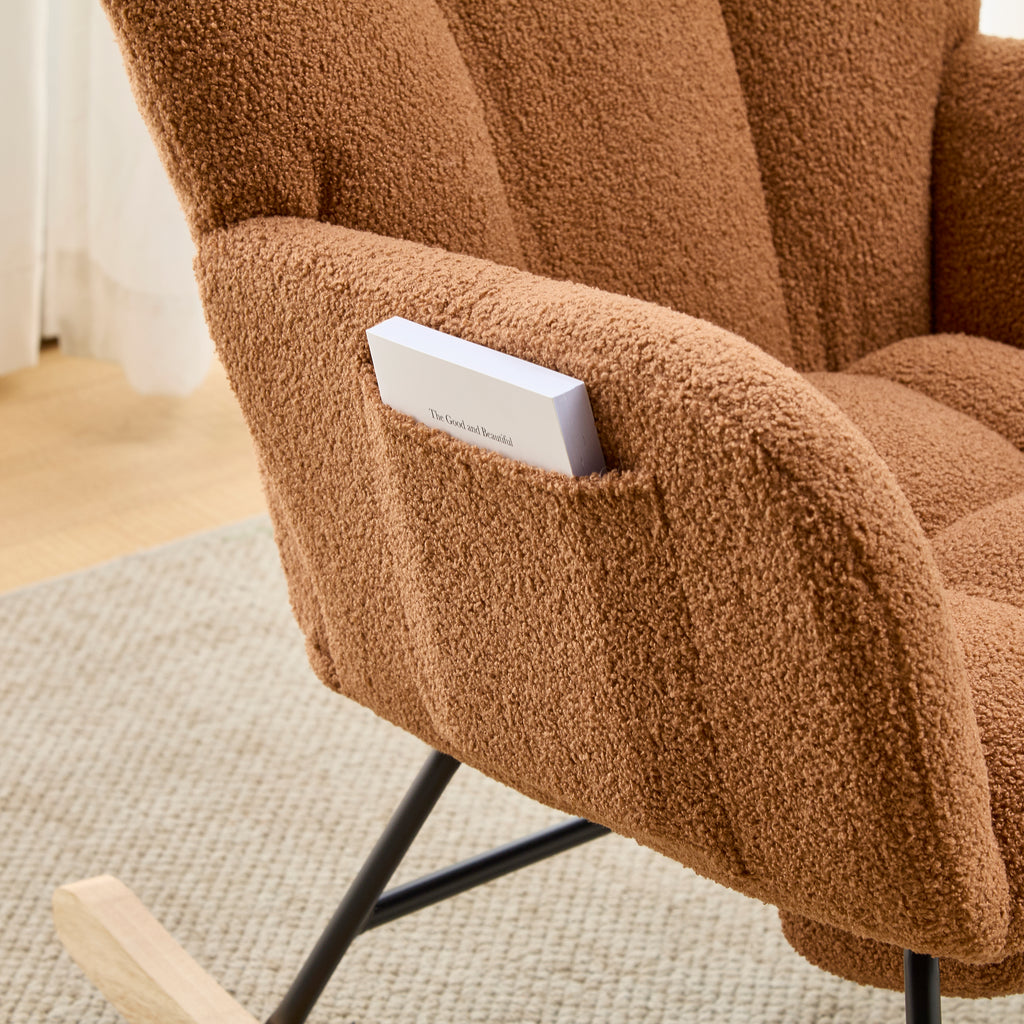 Teddy Fleece Wingback Nursery Glider Rocker with Ottoman Set – image 17