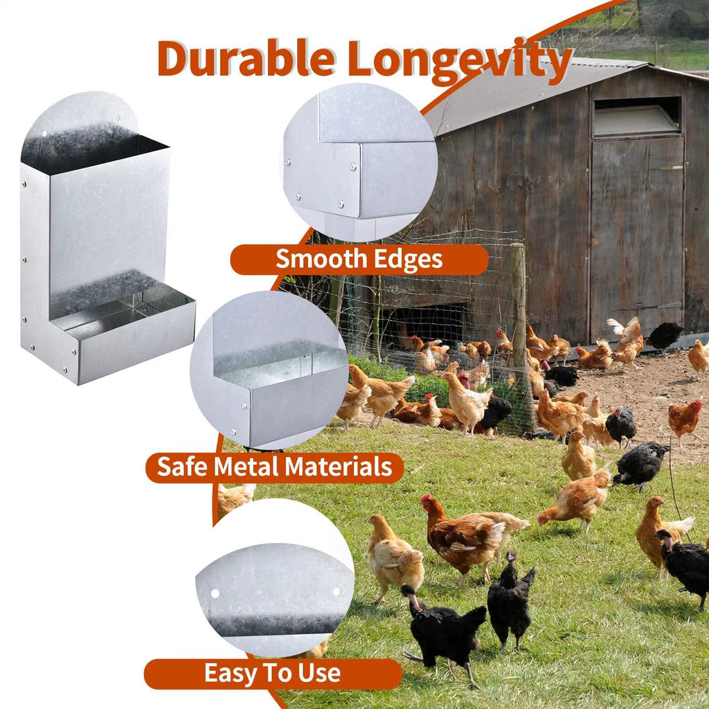 Galvanized Steel Chicken Grit and Oyster Shell Feeder Wall Mount – image 4
