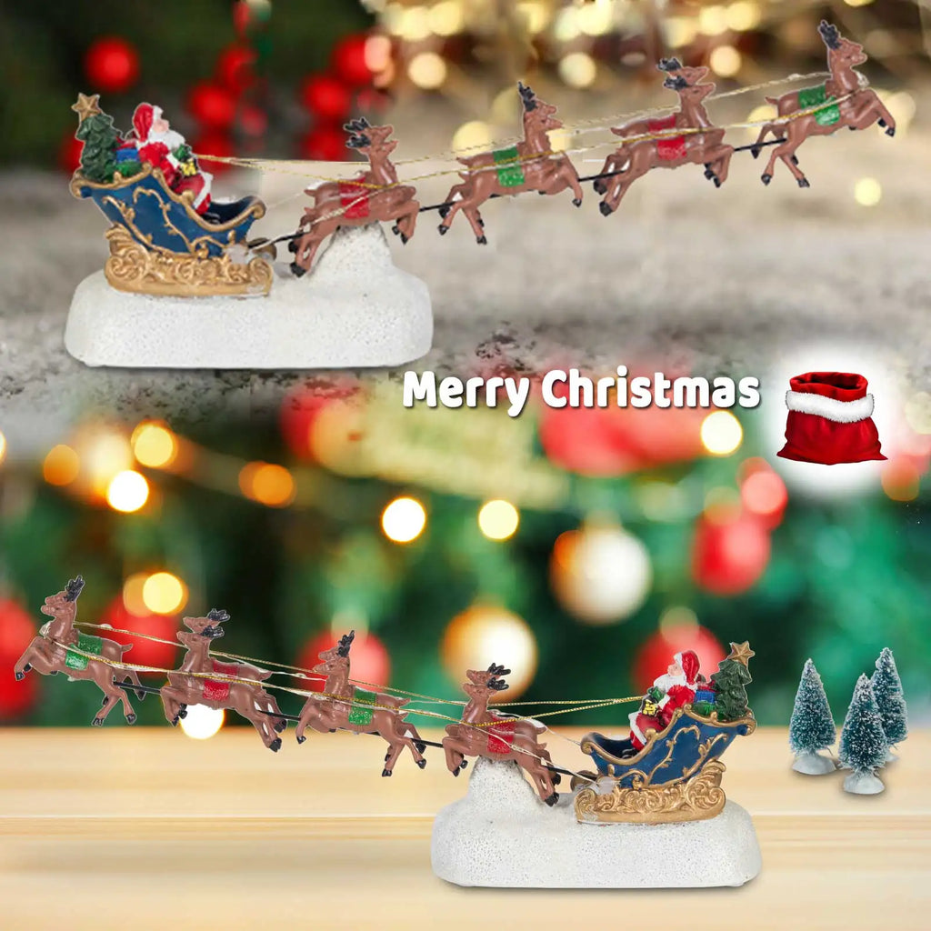 Musical Pre-Lit Santa Reindeer Sleigh Christmas Village Display