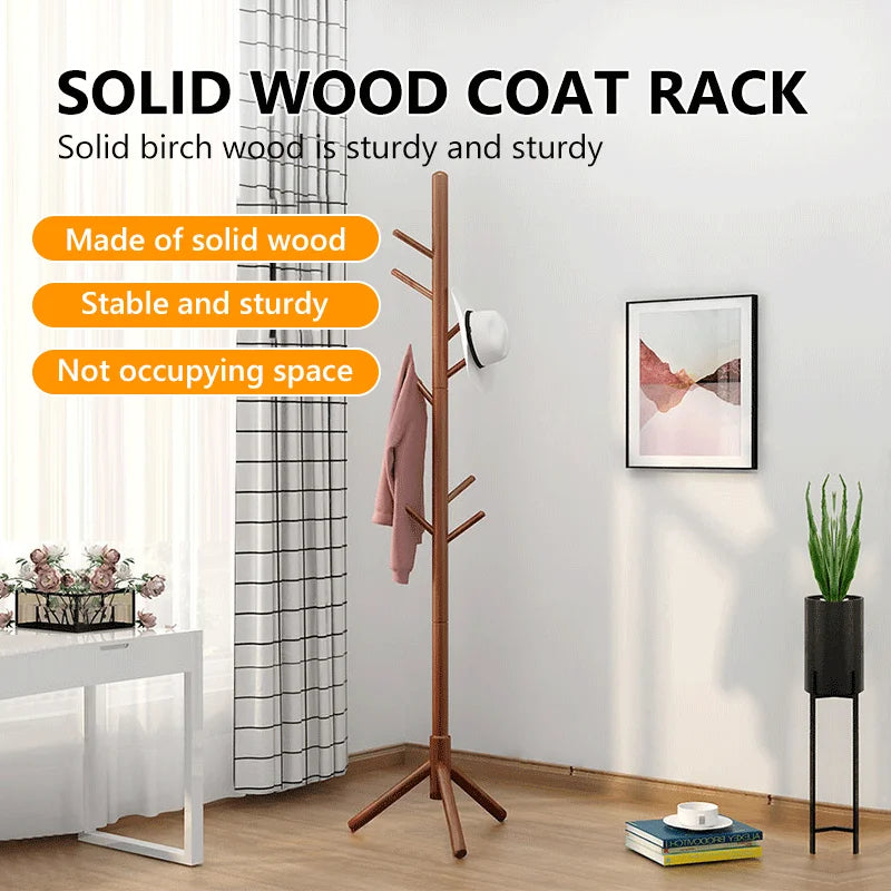 Coat Rack Stand Wood Freestanding with 9 Hooks, Adjustable – image 4