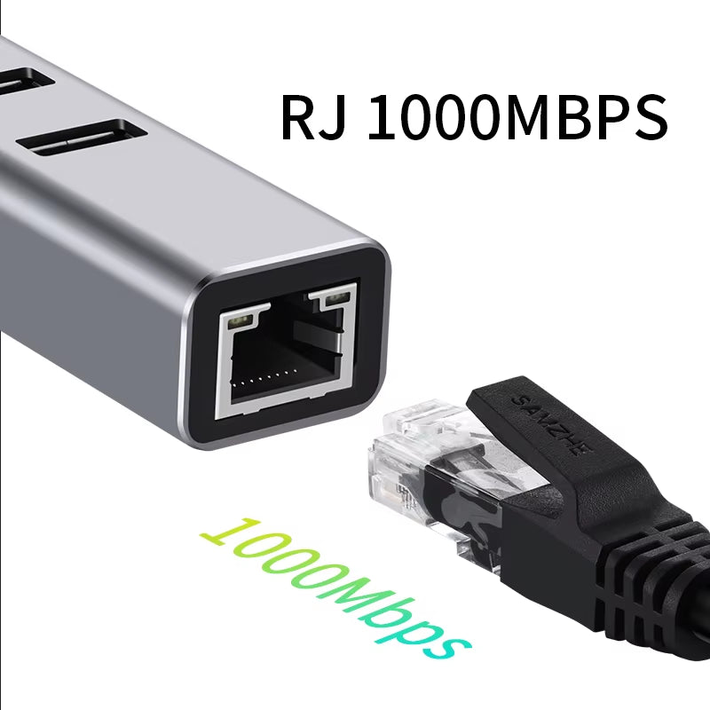 USB Ethernet Adapter Hub - Gigabit RJ45 with 3 USB 3.0 Ports – image 4