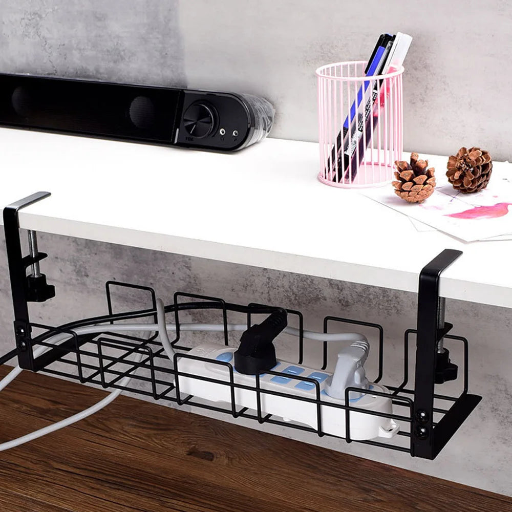 Under Desk Cable Tray, No-Drill Metal Cable Management Rack – image 4