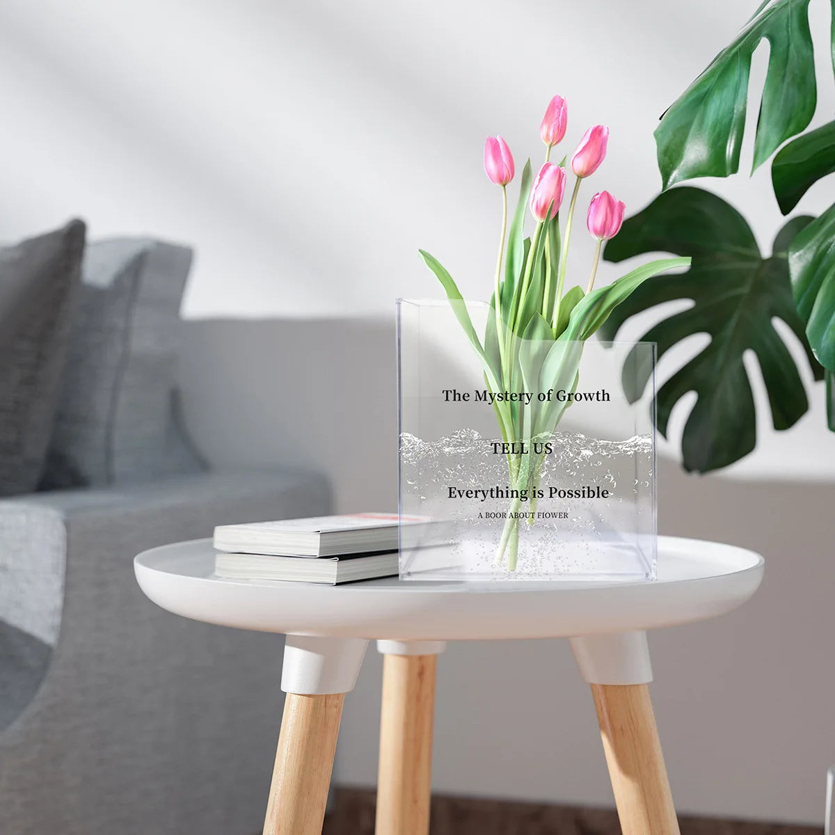 Clear Acrylic Book Vase - Bookshelf Flower Vase, Book Lover Gift – image 4