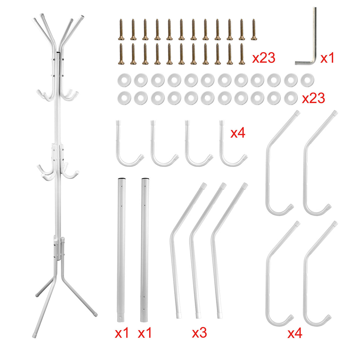 Standing Coat Rack, 8-Hook Metal Hat and Bag Tree, 3 Tiers – image 9