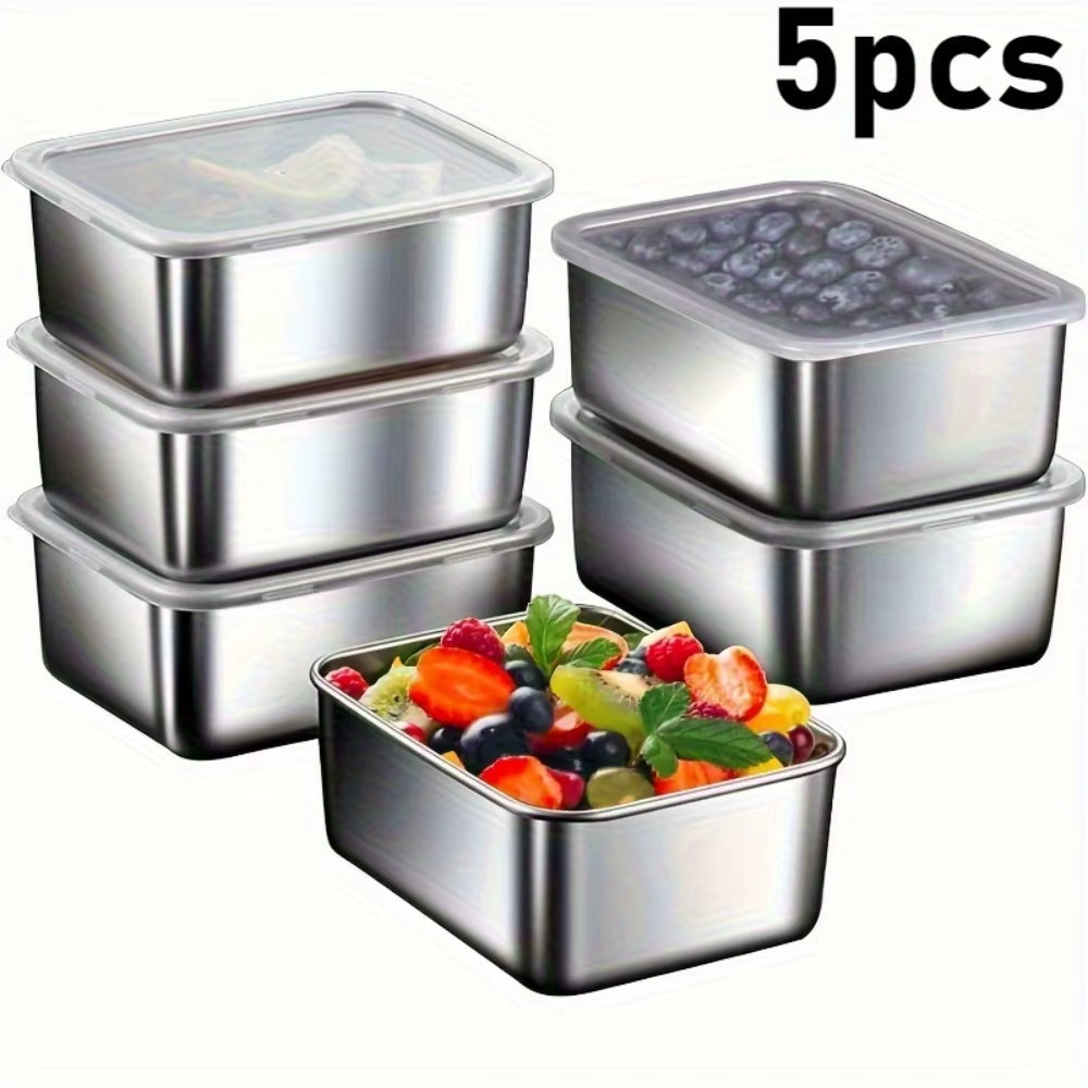 Stainless Steel Food Storage Containers - 5 Piece Airtight Set