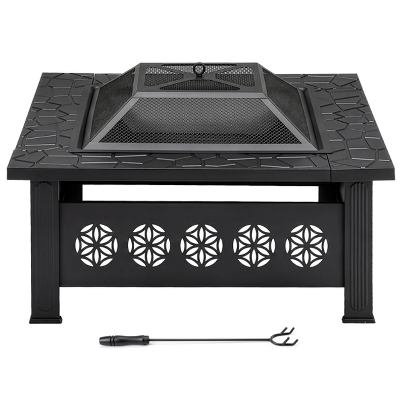 32 in Square Wood Burning Fire Pit Table with Spark Screen – image 2