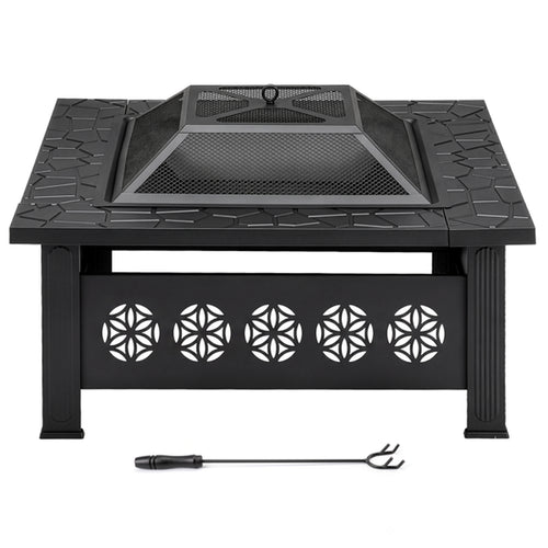 32 in Square Wood Burning Fire Pit Table with Spark Screen – image 2