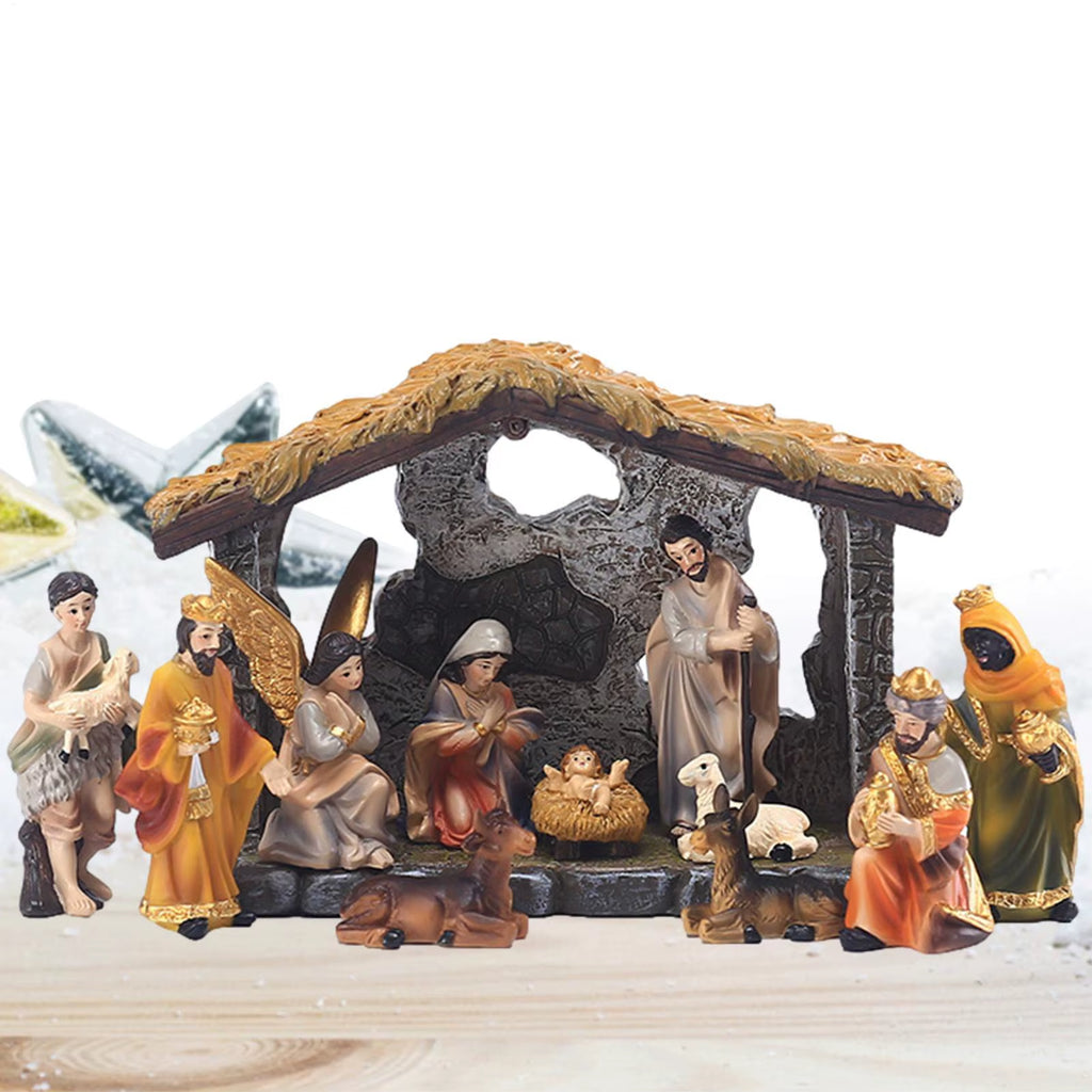 12 Piece Resin Nativity Set Hand Painted Holy Family Figurines – image 2