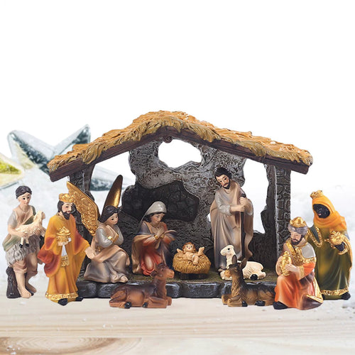 12 Piece Resin Nativity Set Hand Painted Holy Family Figurines – image 2