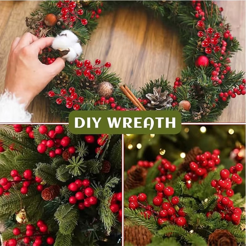 Christmas Red Berry Picks – 10 Pc Artificial Holly Berry Stems – image 5