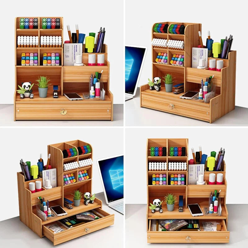 Bamboo Desk Organizer with Drawer and Pencil Holder – image 4