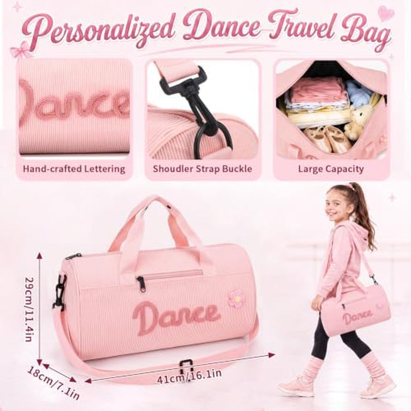 Corduroy Dance Tote Bag - Embroidered Dance Bag, Pink – image 3