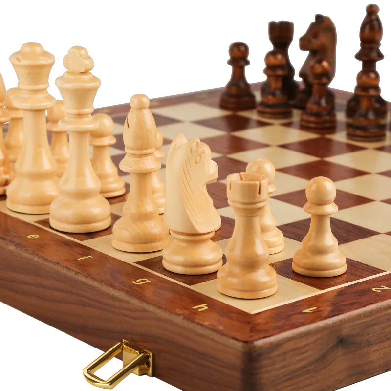 Magnetic Wooden Chess Set 15 in, Folding Board with Storage – image 2