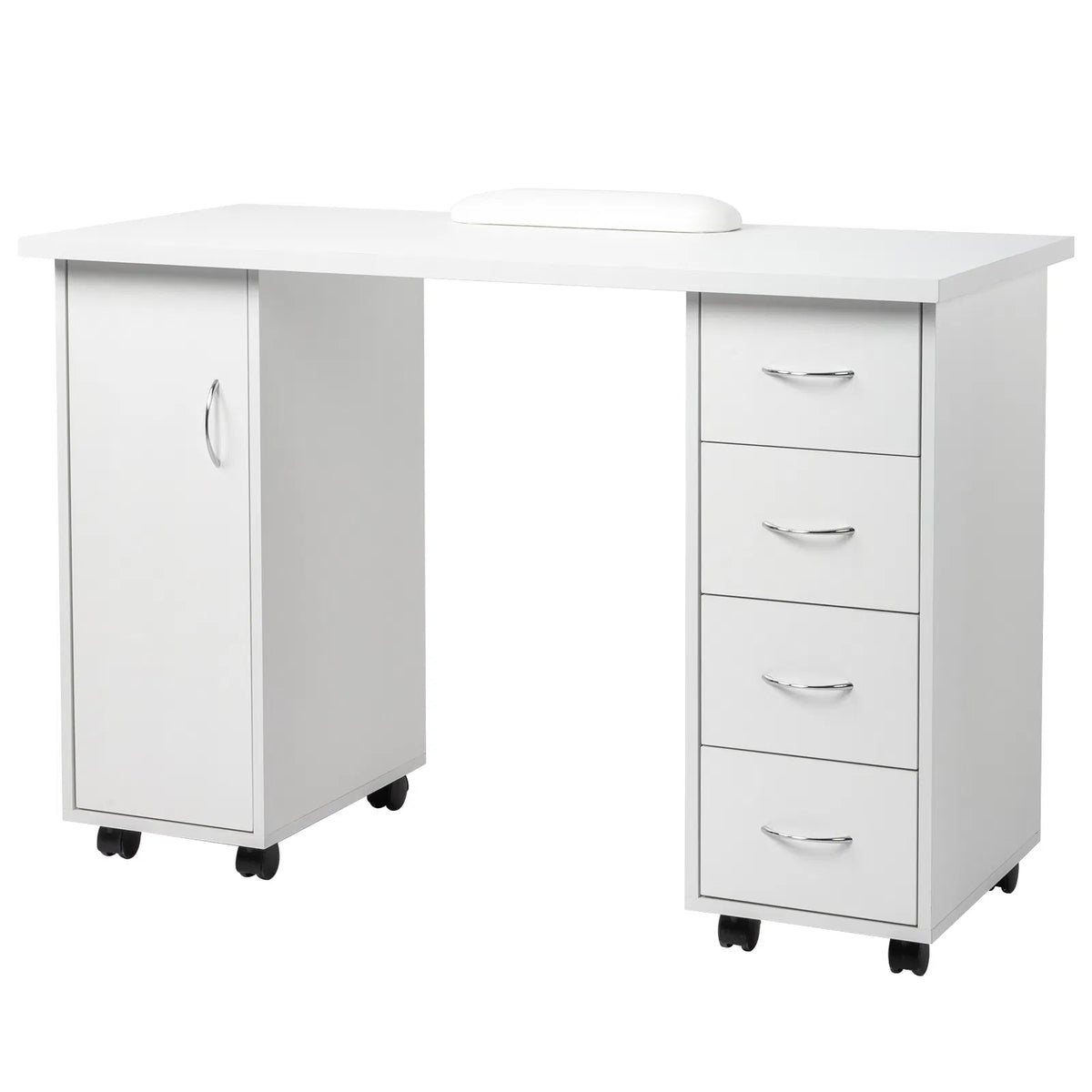 White Manicure Nail Table with Wrist Rest and Drawers – image 12