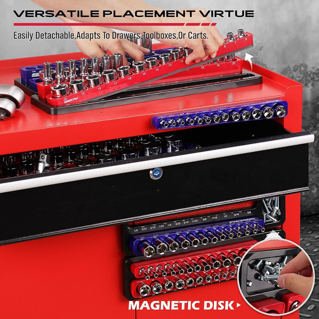 Magnetic Socket Organizer Set – Trays & Aluminum Rails – image 2