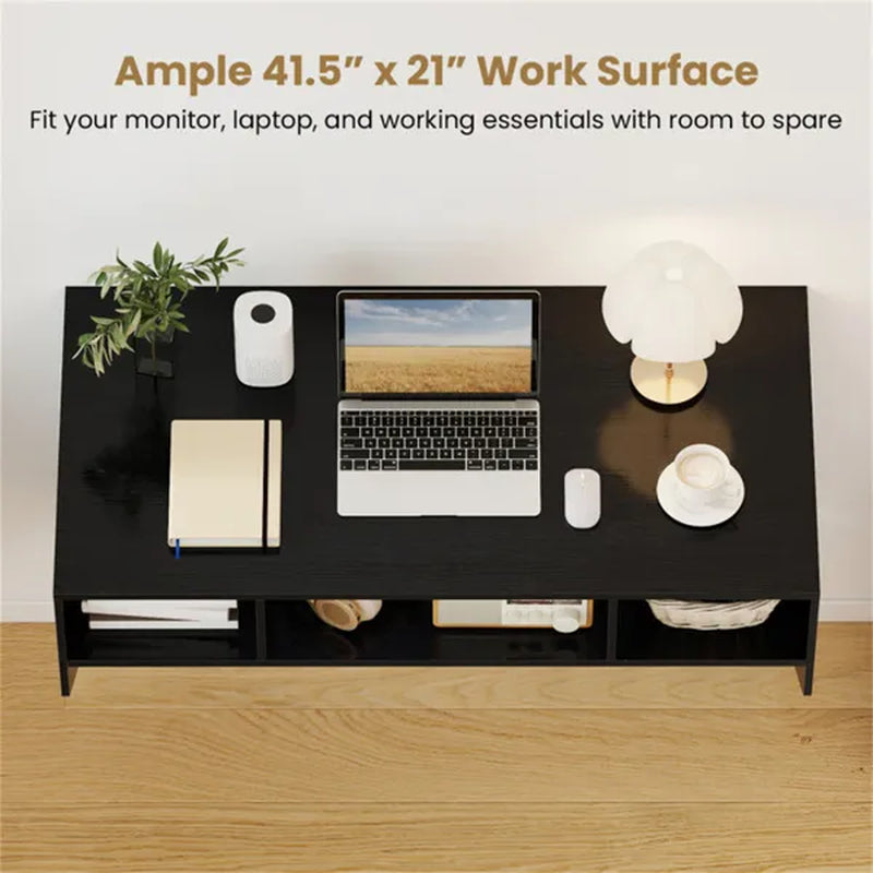Wall-Mounted Floating Computer Desk with 3-Cube Storage, Black – image 10