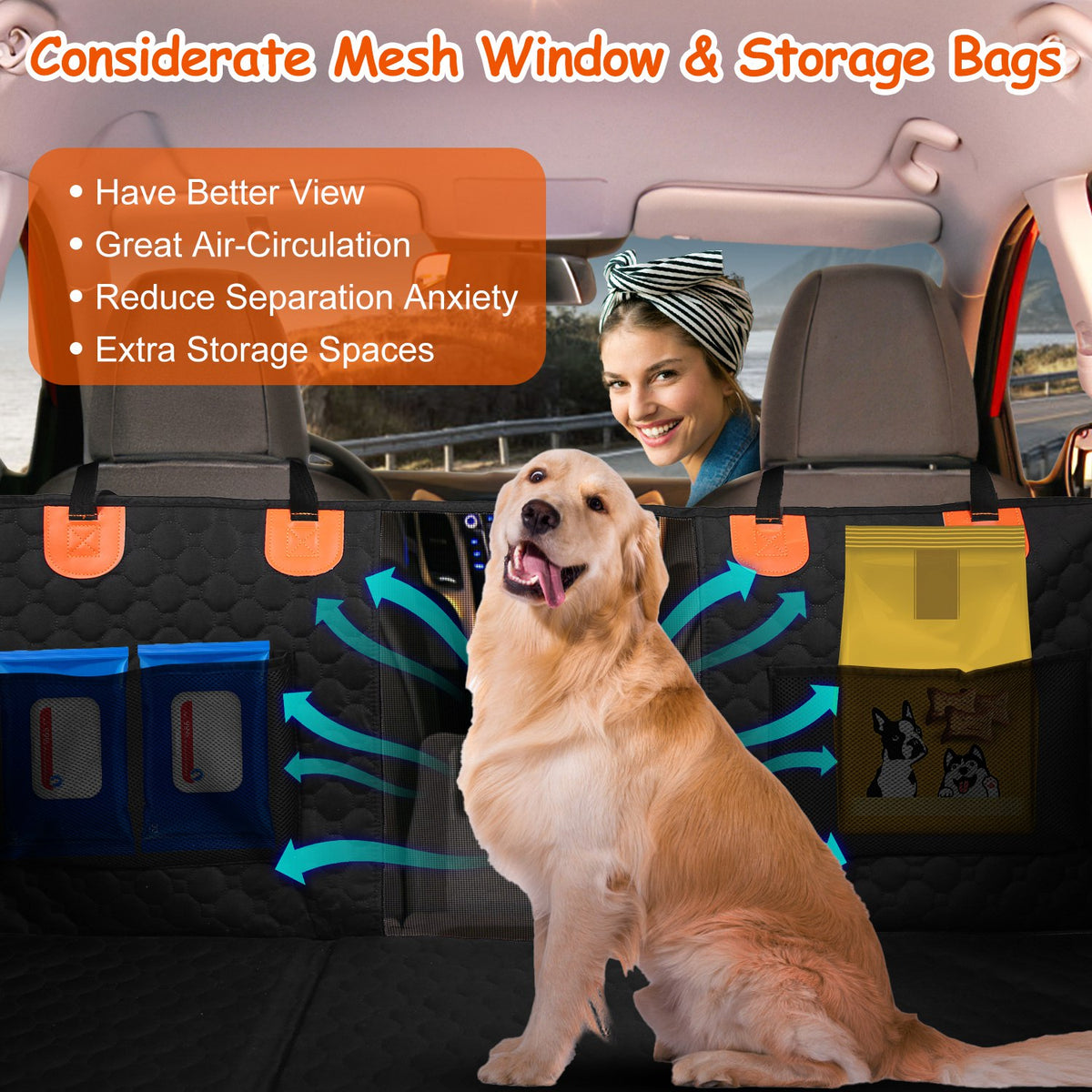 Dog Car Seat Cover for Back Seat, Waterproof Hard-Bottom Extender – image 7