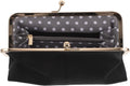 Kiss Lock Wallet for Women, Black Leather Clutch with Card Slots