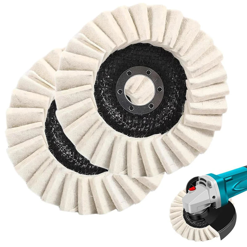 Wool Felt Polishing Wheel 2 Pack - Buffing Disc for Metal, Marble & Stone