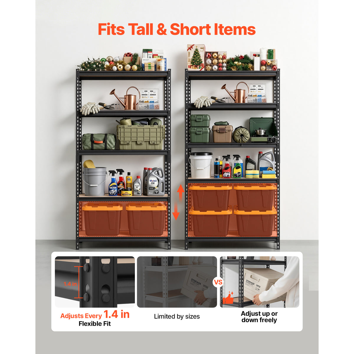 Garage Storage Shelves – 5 Tier Adjustable Metal Rack, 2000 lb – image 3