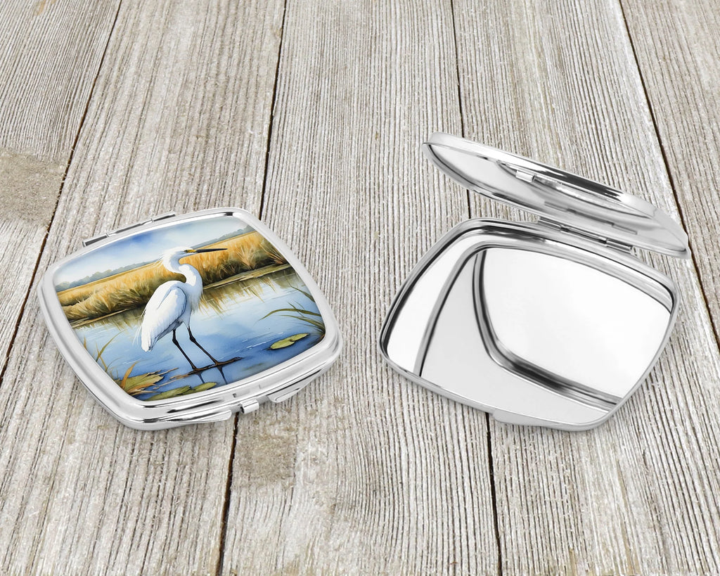 Snowy Egret Coastal Marsh Compact Mirror – image 3