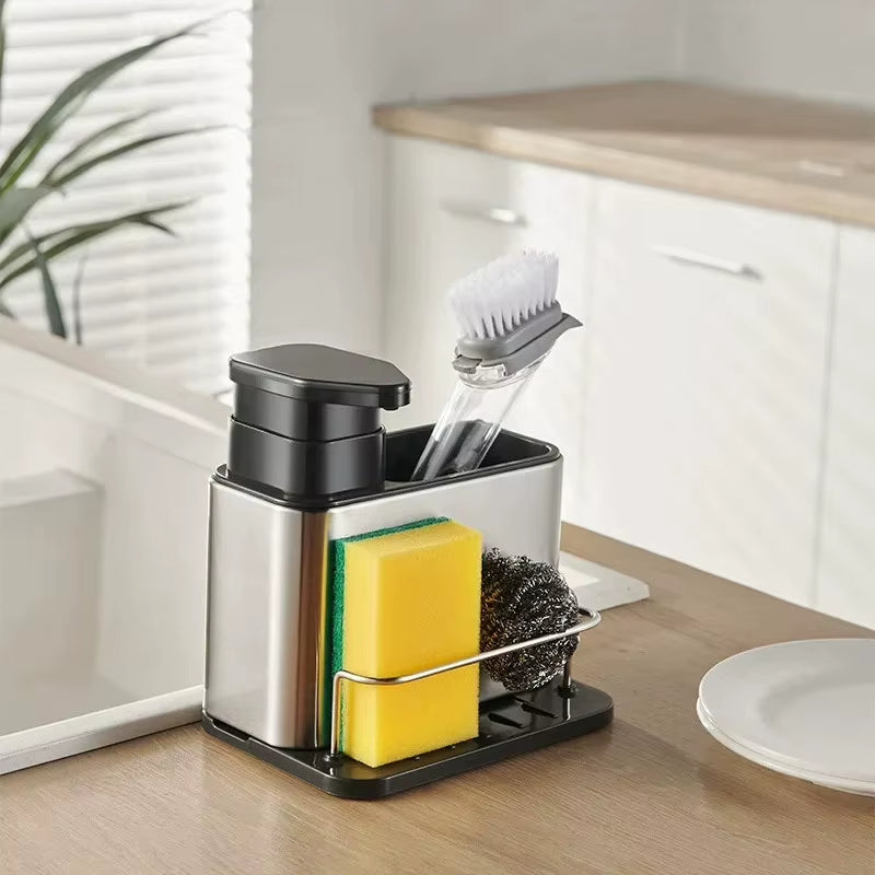 Sink Caddy with Soap Dispenser - 3-in-1 Stainless Steel Utensil Holder – image 4