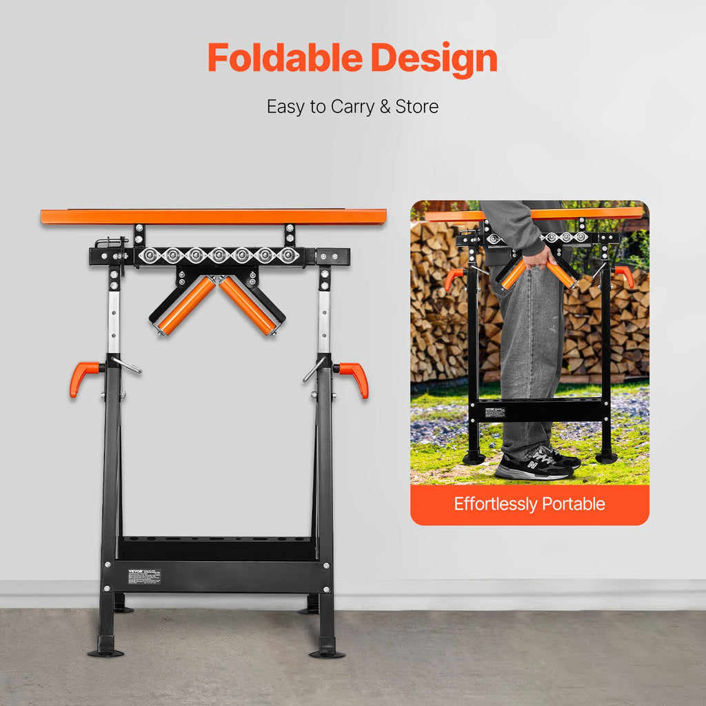 Roller Stand 4-in-1, Folding Outfeed Support 33-50 in, 440 lb Capacity – image 5