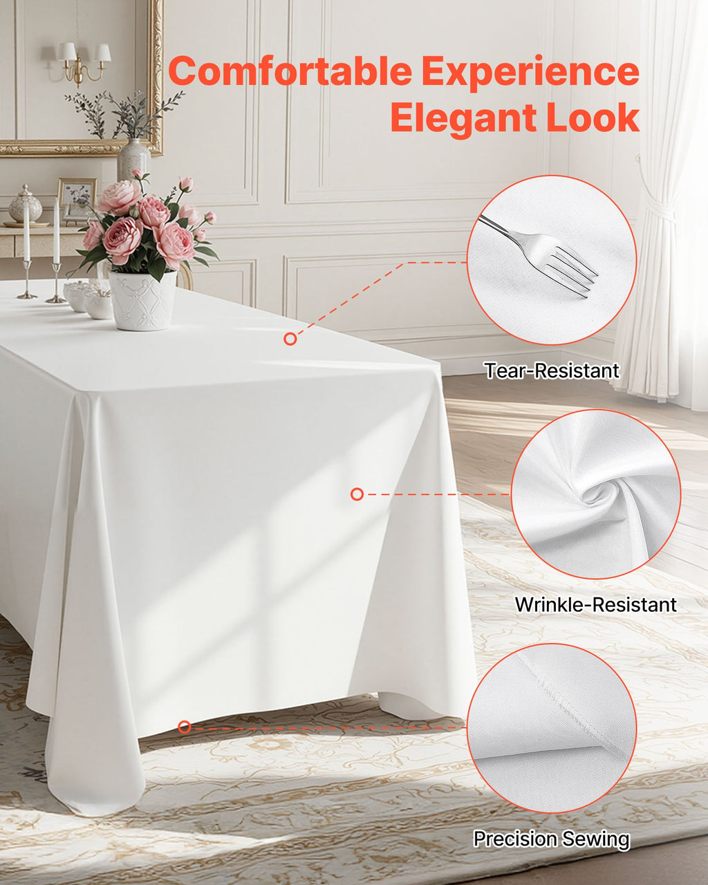 White Rectangle Tablecloths 10 Pack, 60 x 102 in – image 3