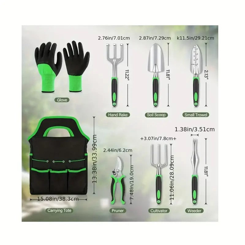 8-Piece Garden Hand Tool Set with Storage Bag and Gloves – image 5