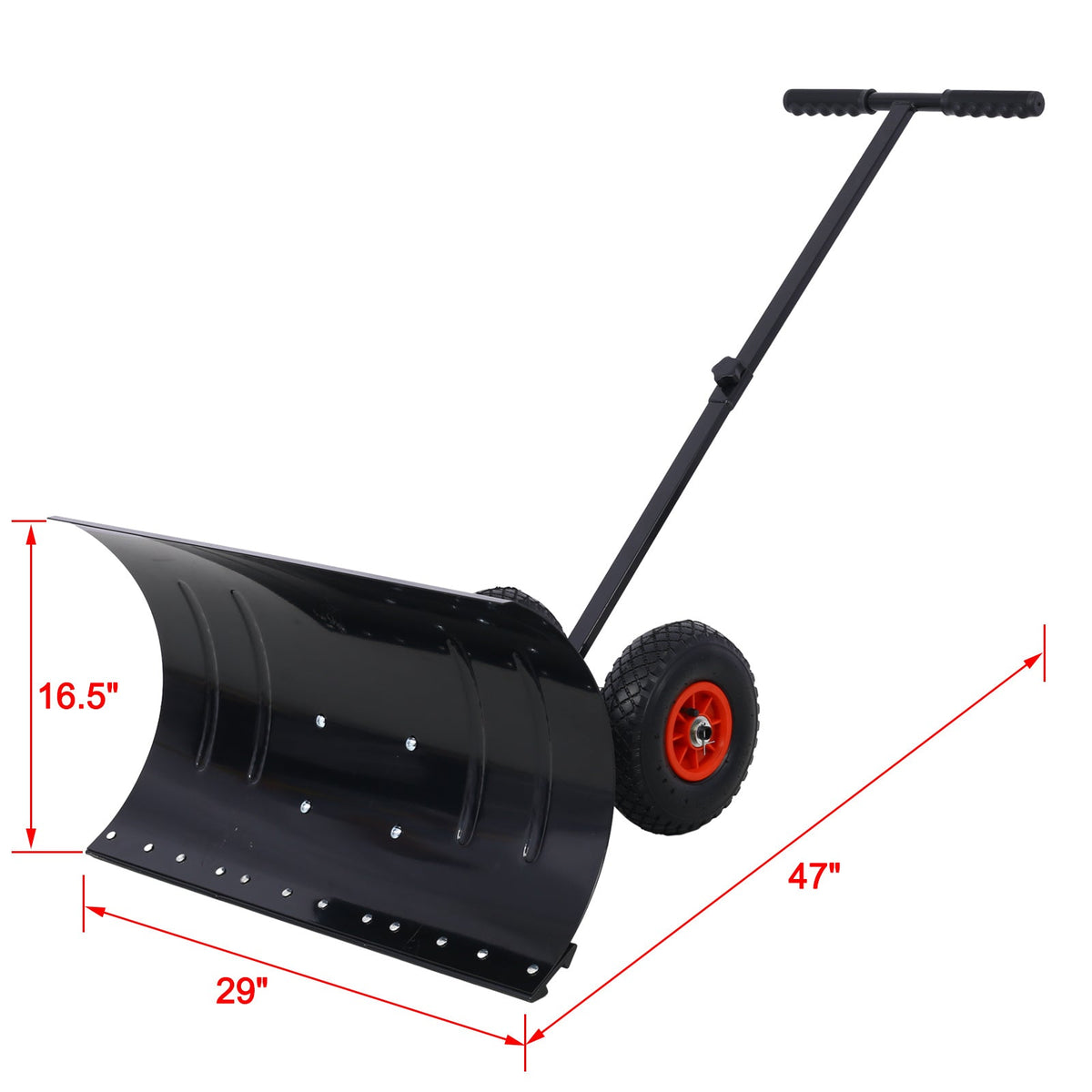 Snow Shovel with Wheels – 29 in Blade Snow Pusher, 10 in Wheels
