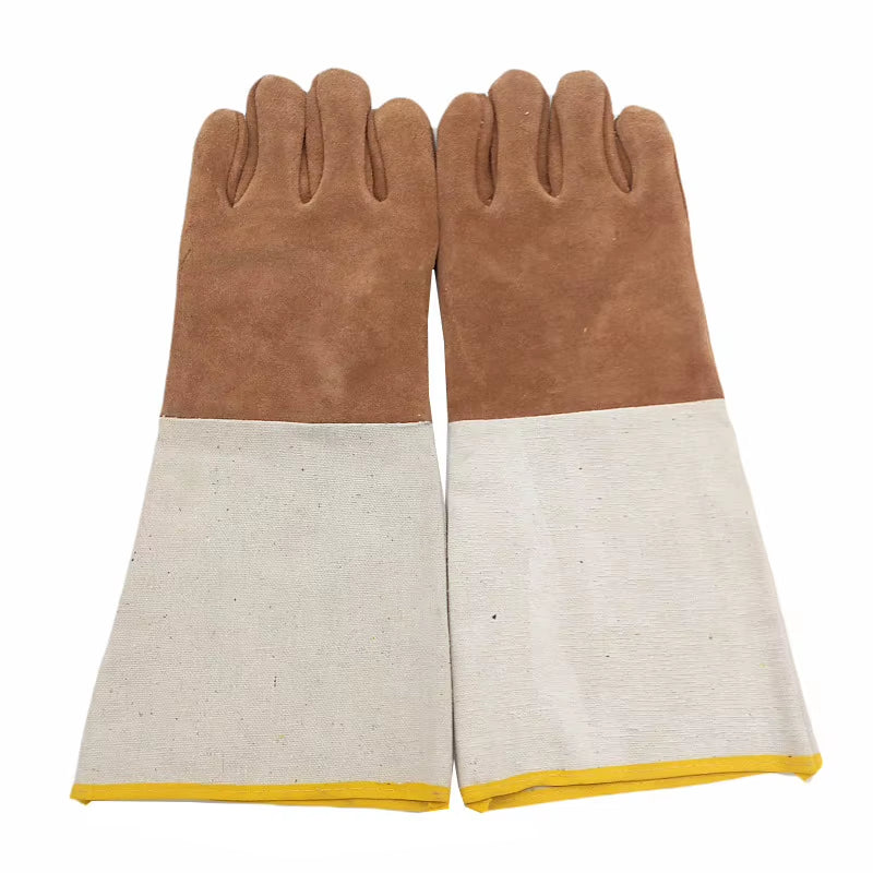 Long Leather Welding Gloves with Canvas Sleeve
