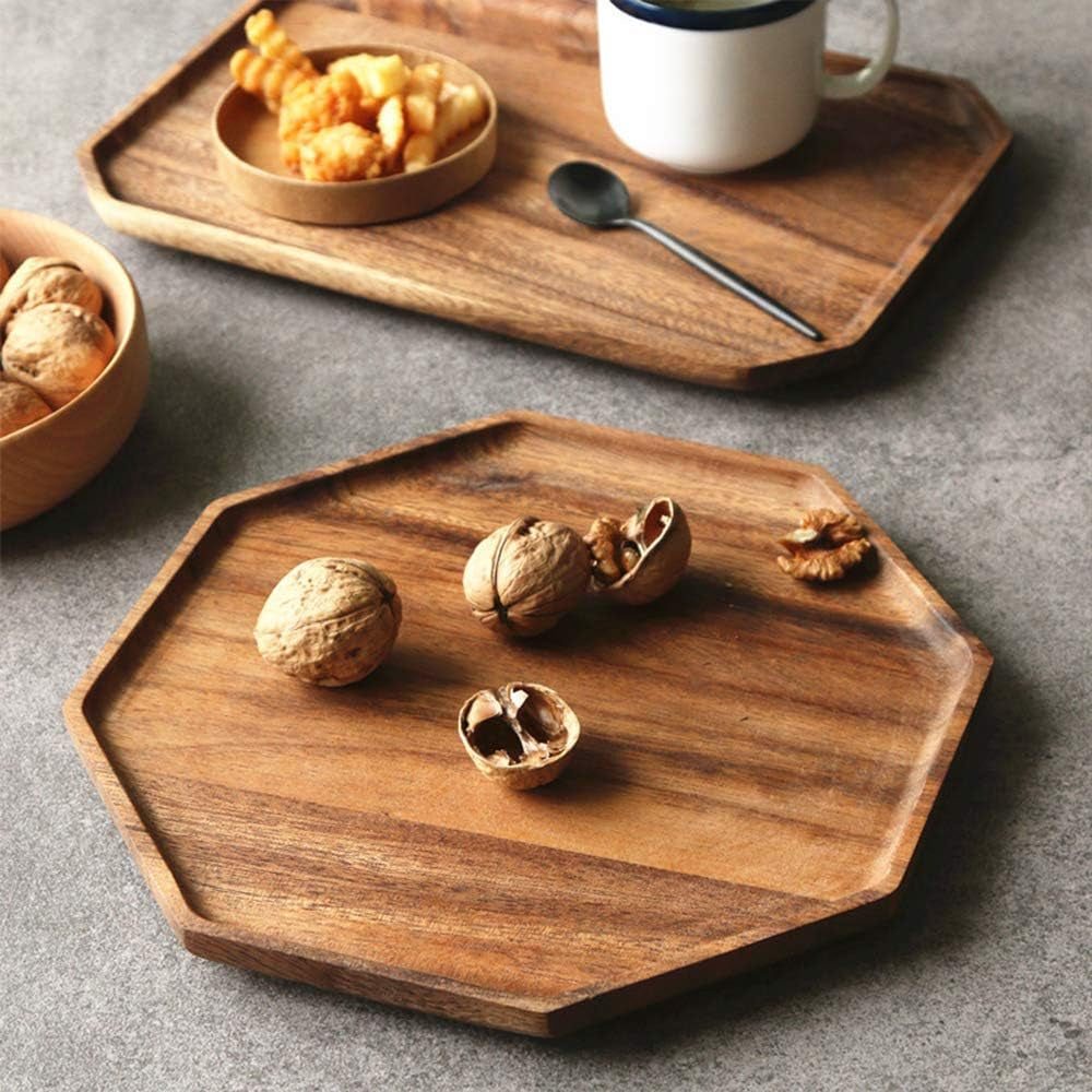 Acacia Wood Serving Trays Set of 2, 10 in and 8 in Platters – image 6
