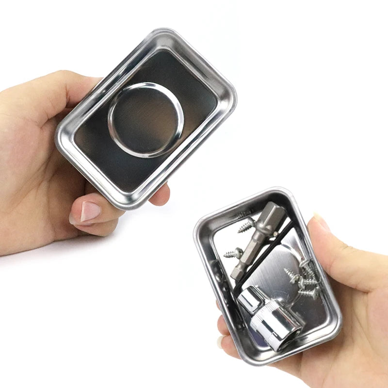 Magnetic Parts Tray Square Stainless Steel for Nuts, Bolts & Screws