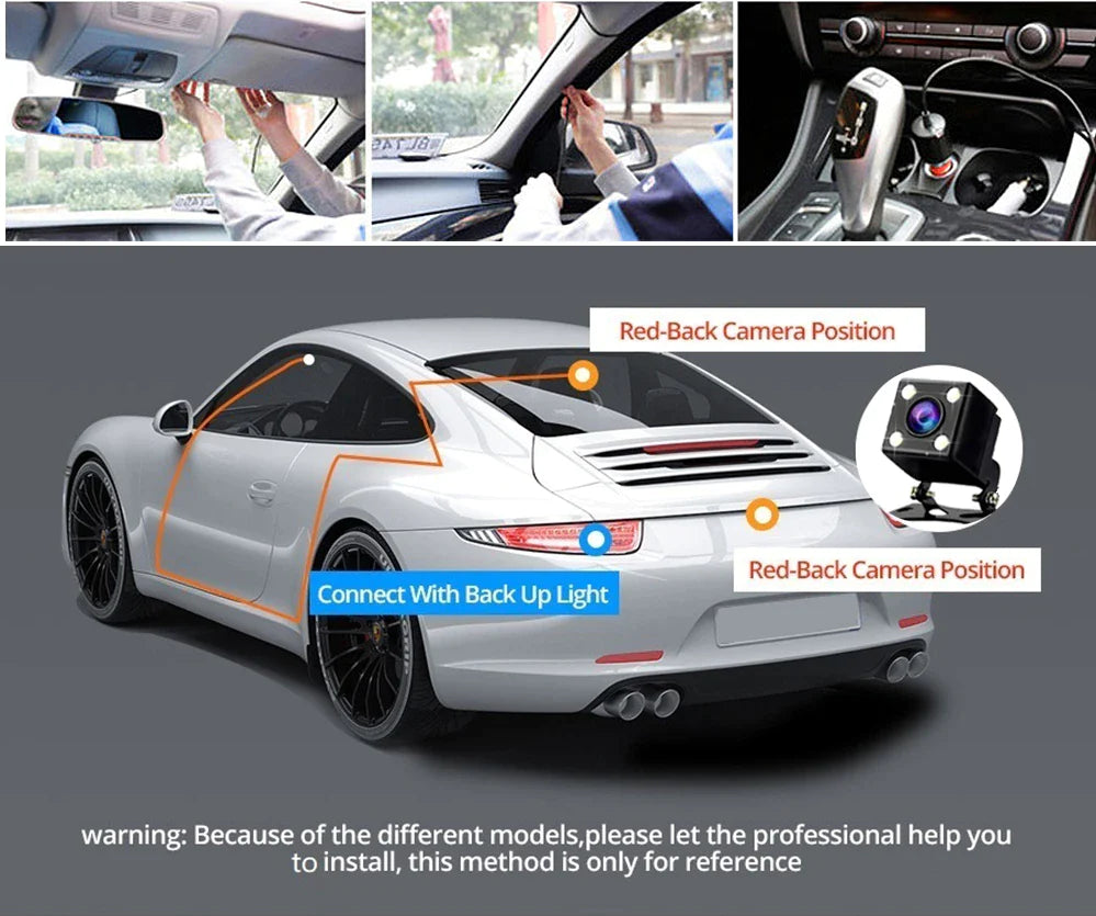 Dual-Lens Car Dash Cam 1080P, Front and Inside, G-Sensor