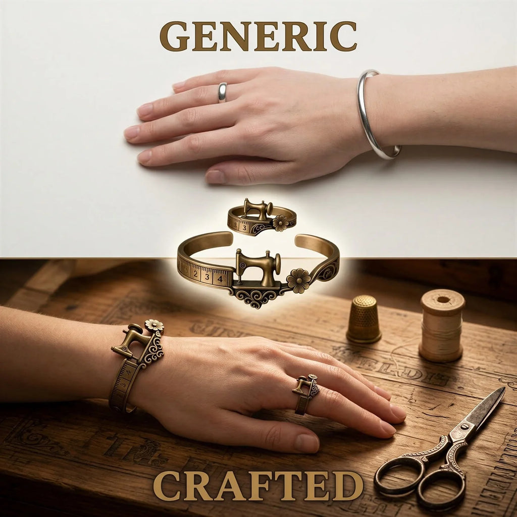 Sewing Machine Bracelet and Ring Set - Retro Gift for Crafters – image 3
