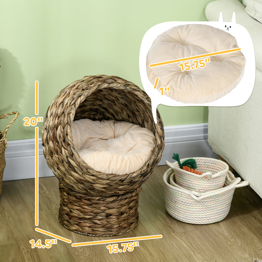 Elevated Cat Bed, Handwoven Egg Chair with Cushion, 20 in Tall – image 3