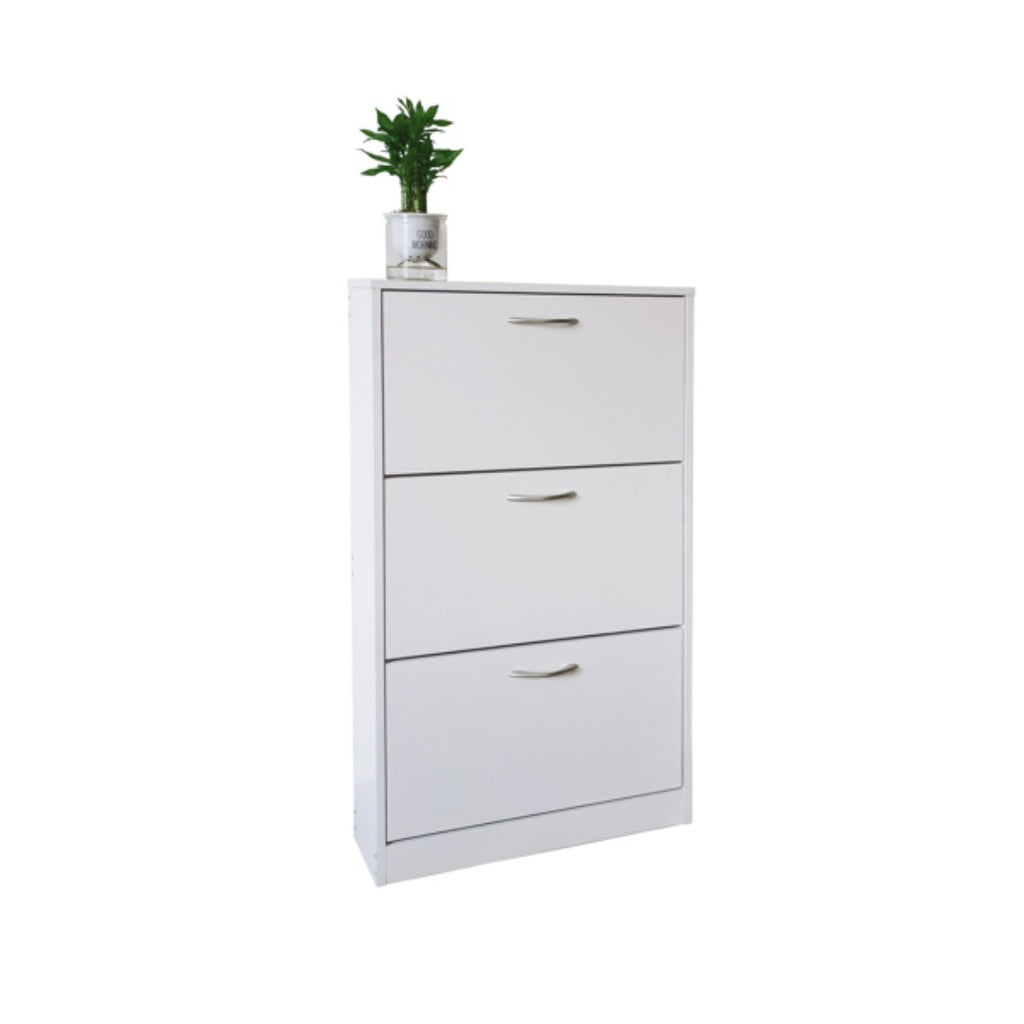 Shoe Cabinet for Entryway, Narrow 3-Drawer Flip-Down Storage, White – image 7