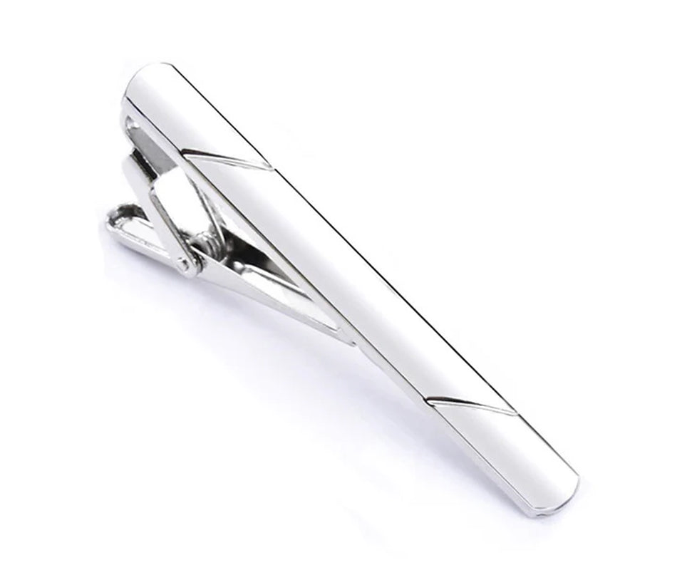 Tie Clip Set for Men – 4 Pcs Stainless Steel, Gold, Black and Silver – image 12