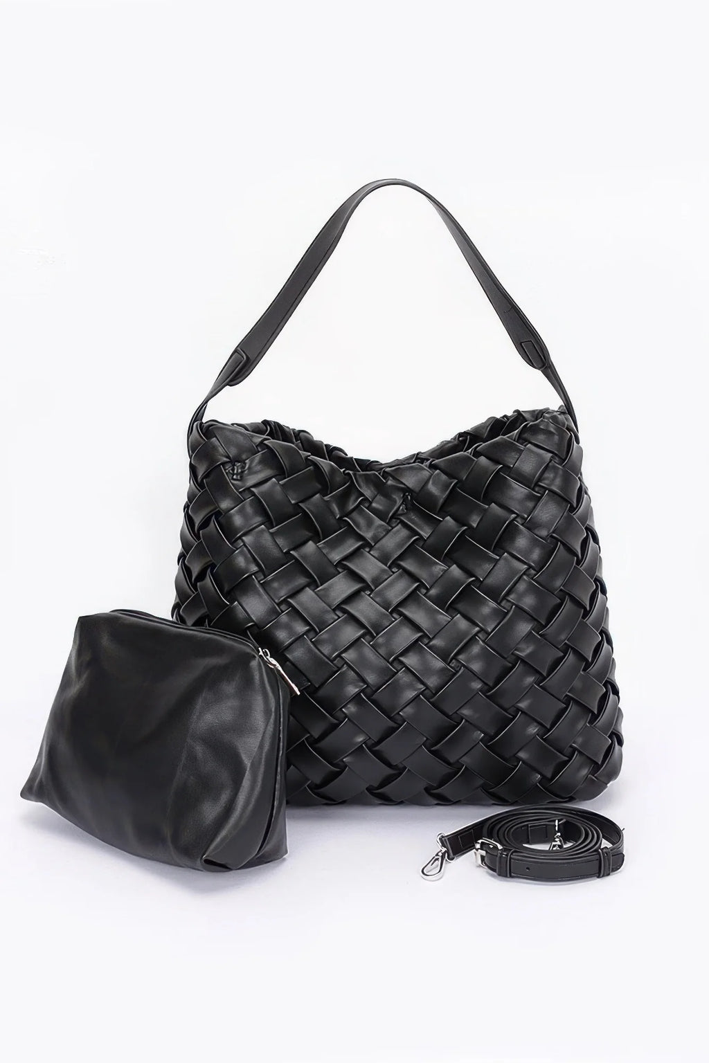 Braided Faux Leather Hobo Bag, Embossed Shoulder Bag – image 6