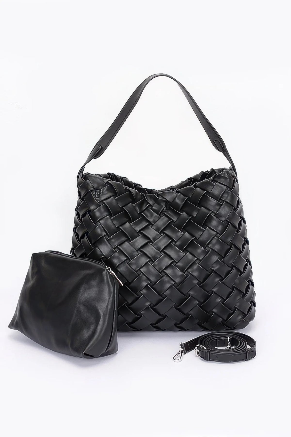 Braided Faux Leather Hobo Bag, Embossed Shoulder Bag – image 6