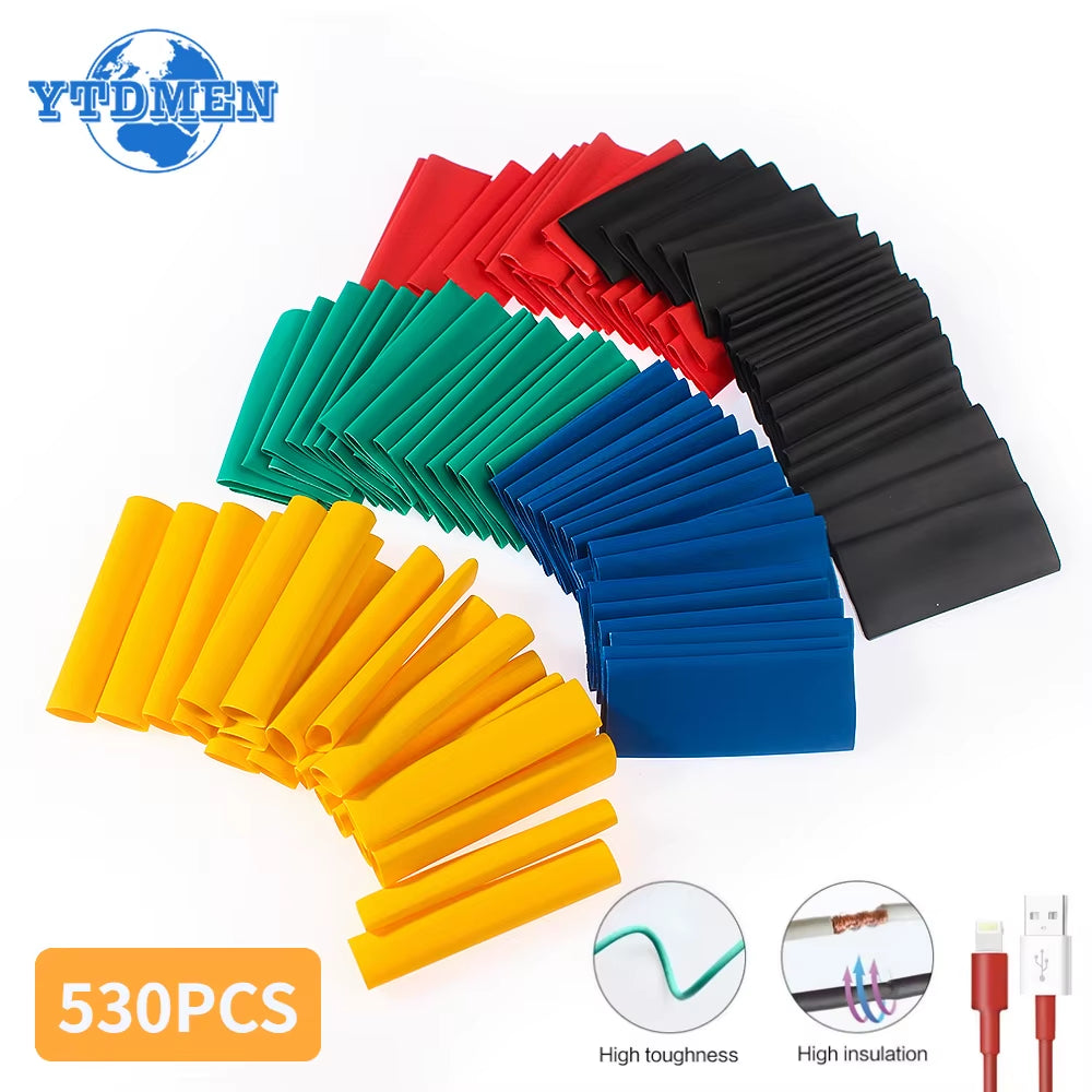 Heat Shrink Tubing Kit 530 Pcs – 2:1 Wire Insulation Sleeves