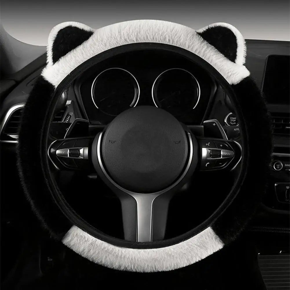 Plush Steering Wheel Cover with Cat Ears - Warm Non-Slip Winter Grip – image 6