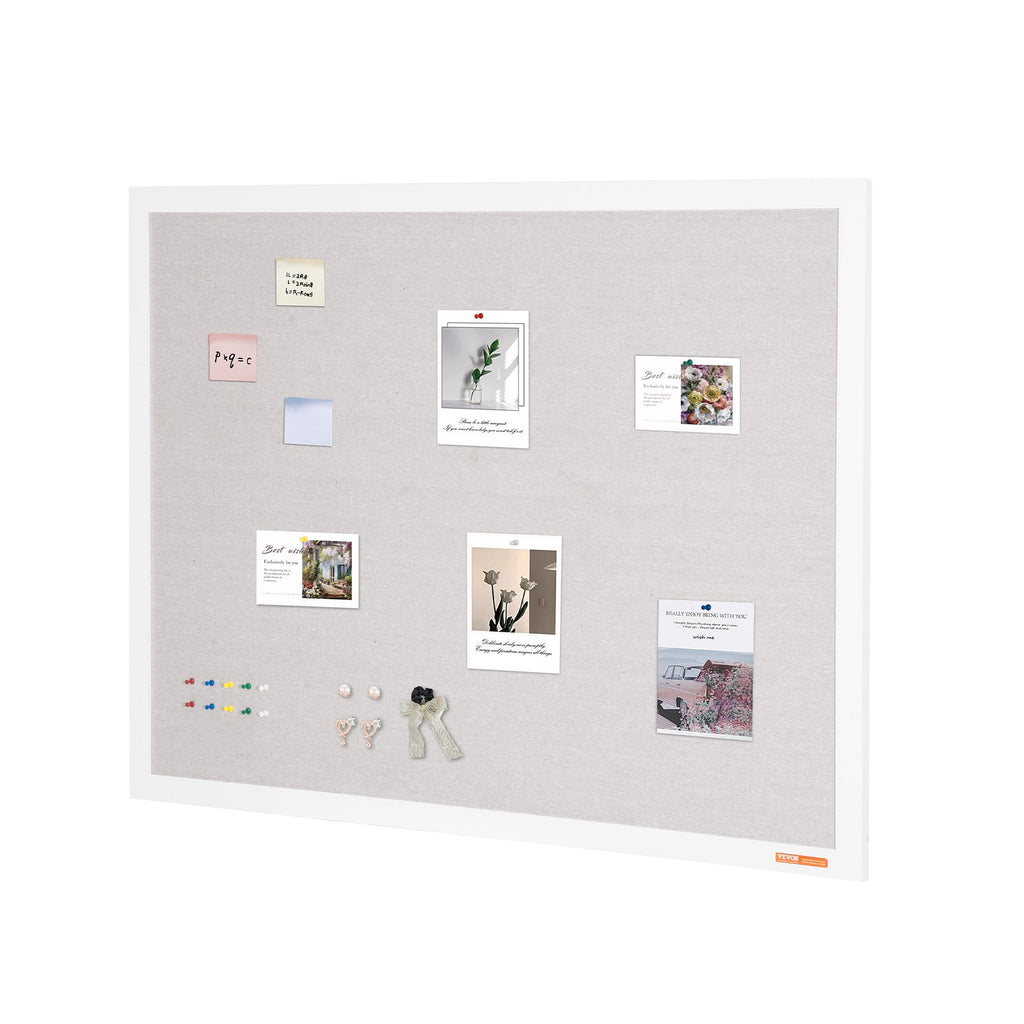 Large White Linen Bulletin Board 48 x 36 in, Wall-Mounted Pin Board – image 2