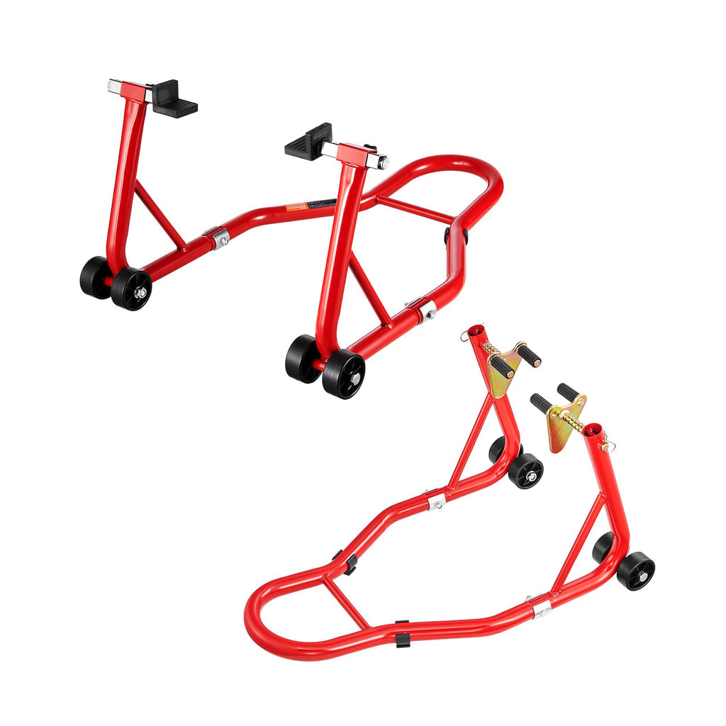 Motorcycle Front and Rear Paddock Stand Set, 850 lb Capacity