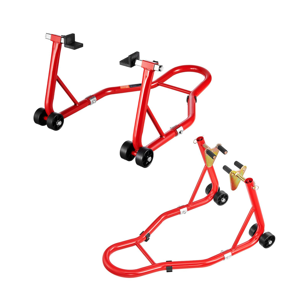 Motorcycle Front and Rear Paddock Stand Set, 850 lb Capacity