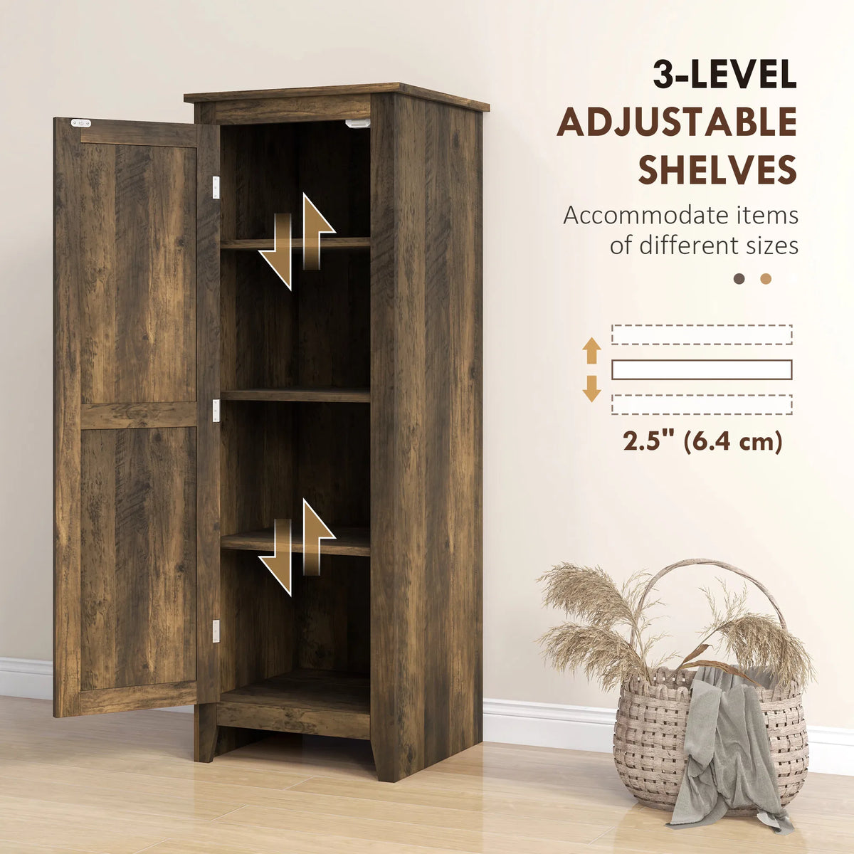Pantry Cabinet 48 Inch with Barn Door, Farmhouse Kitchen Storage – image 5