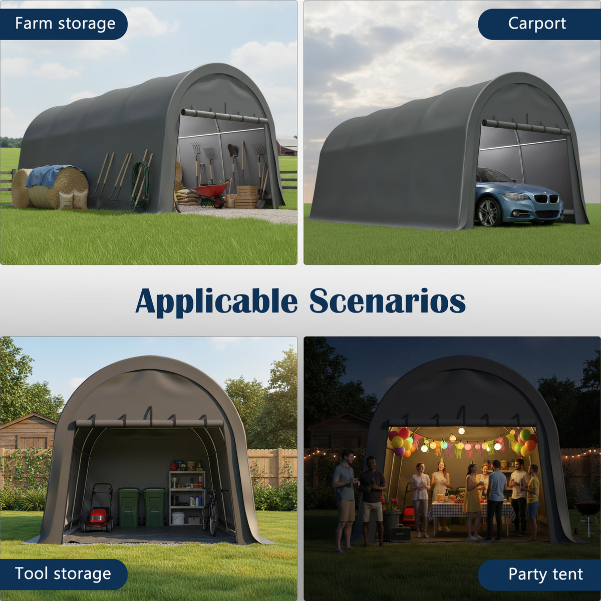 Heavy Duty 10 x 20 ft Snow-Resistant Carport with Steel Frame – image 4