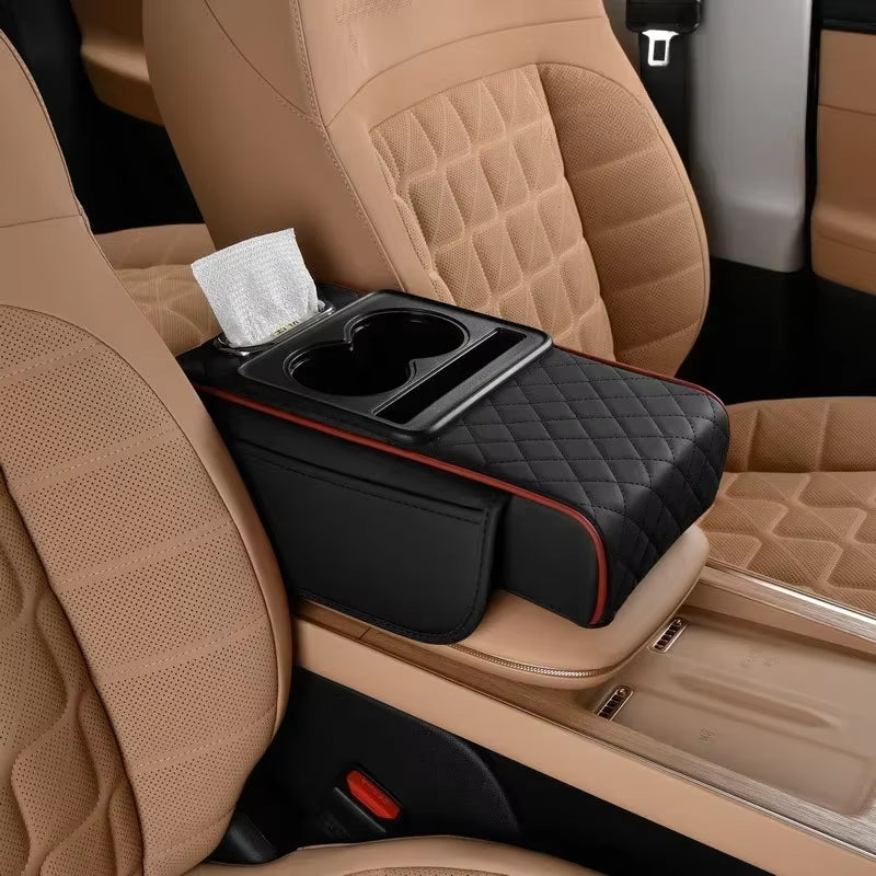 Car Armrest Cushion Riser with Storage Pockets and Tissue Holder – image 10